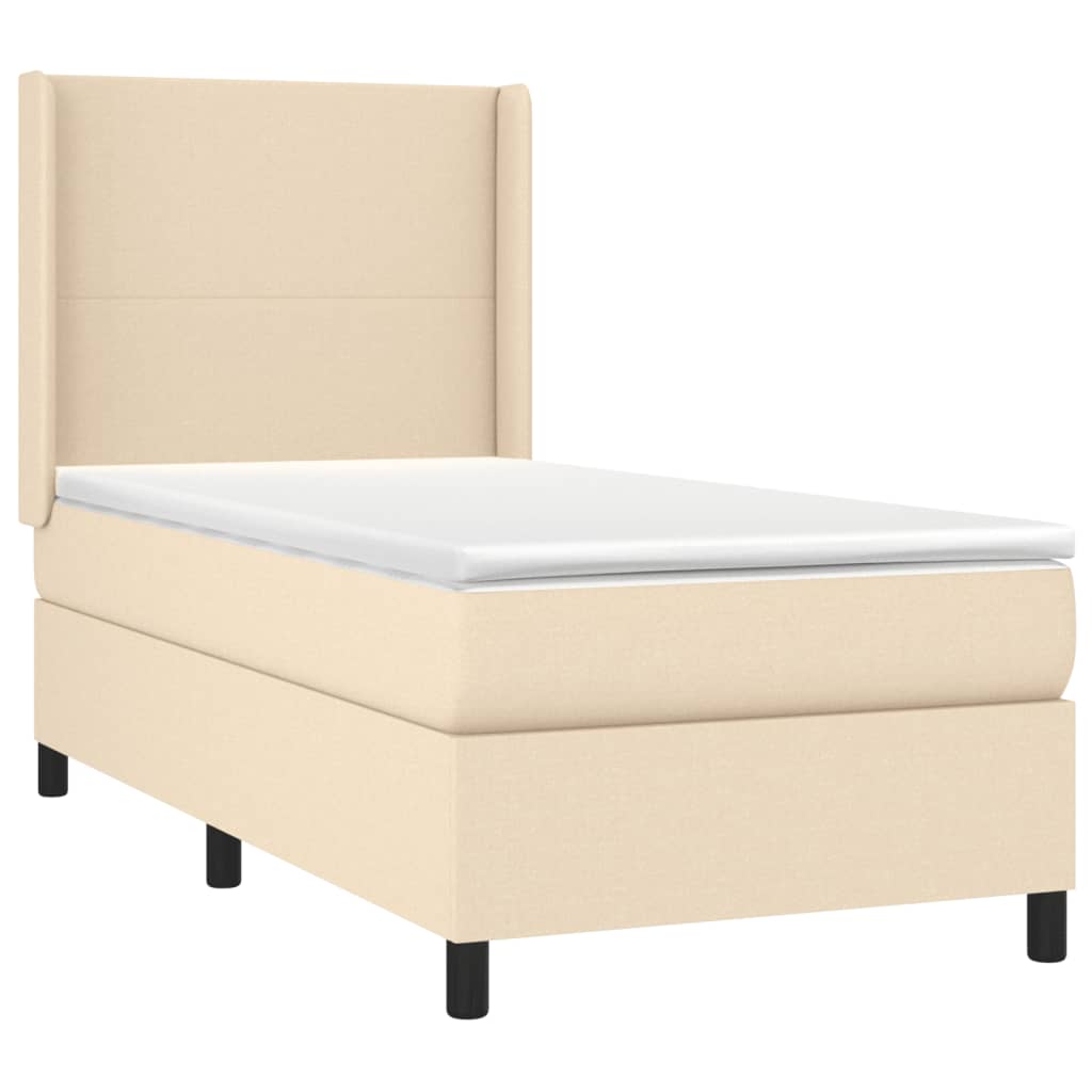 Krevet s oprugama i madracem krem 90 x 190 cm od tkanine