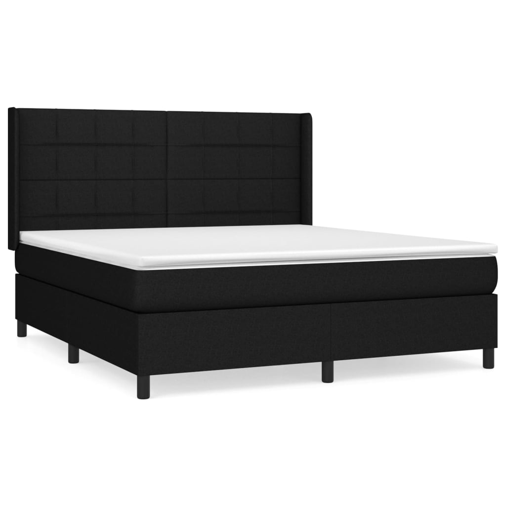 Krevet s oprugama i madracem crni 160x200 cm od tkanine