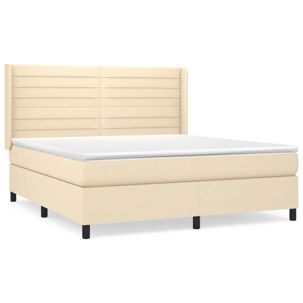 Krevet s oprugama i madracem krem 160x200 cm od tkanine