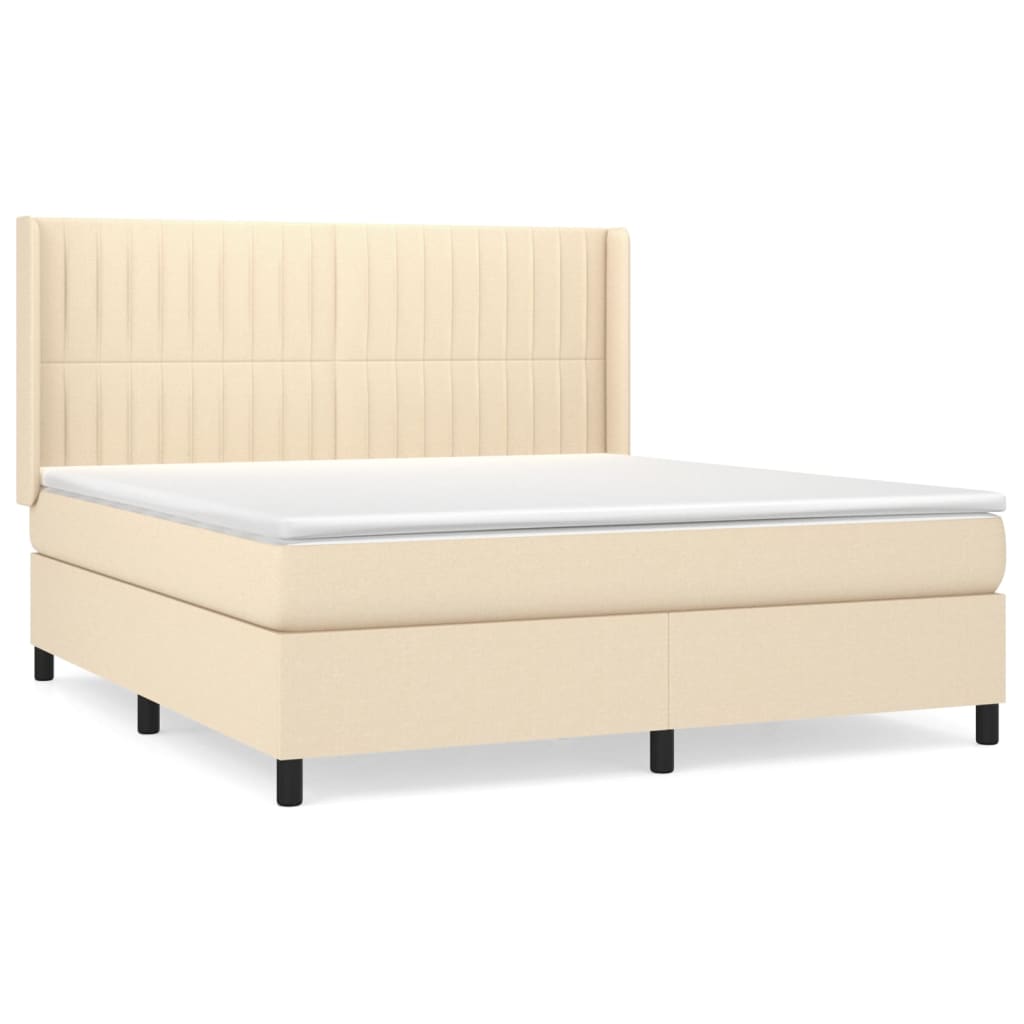 Krevet s oprugama i madracem krem 160x200 cm od tkanine