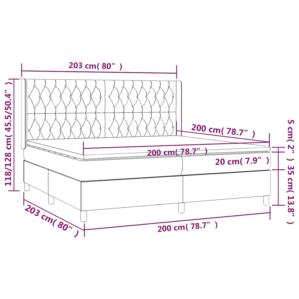Krevet s oprugama i madracem crni 200x200 cm od tkanine