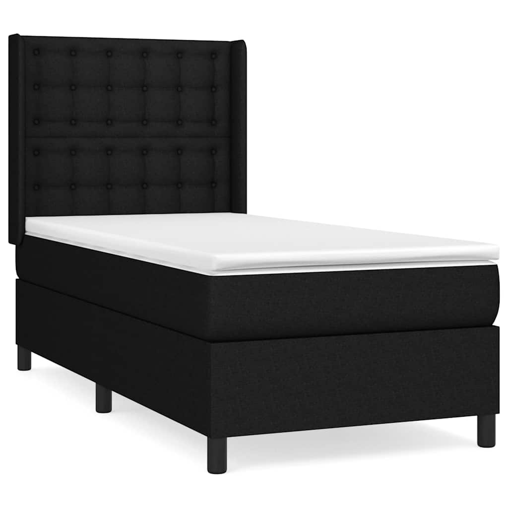 Box spring krevet s madracem crni 90x190 cm od tkanine