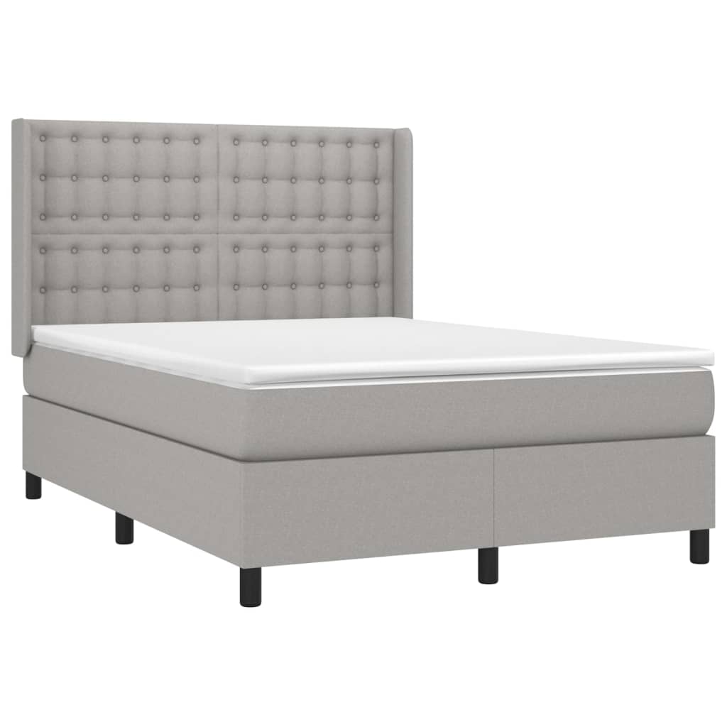 Krevet s oprugama i madracem svjetlosivi 140x190 cm od tkanine