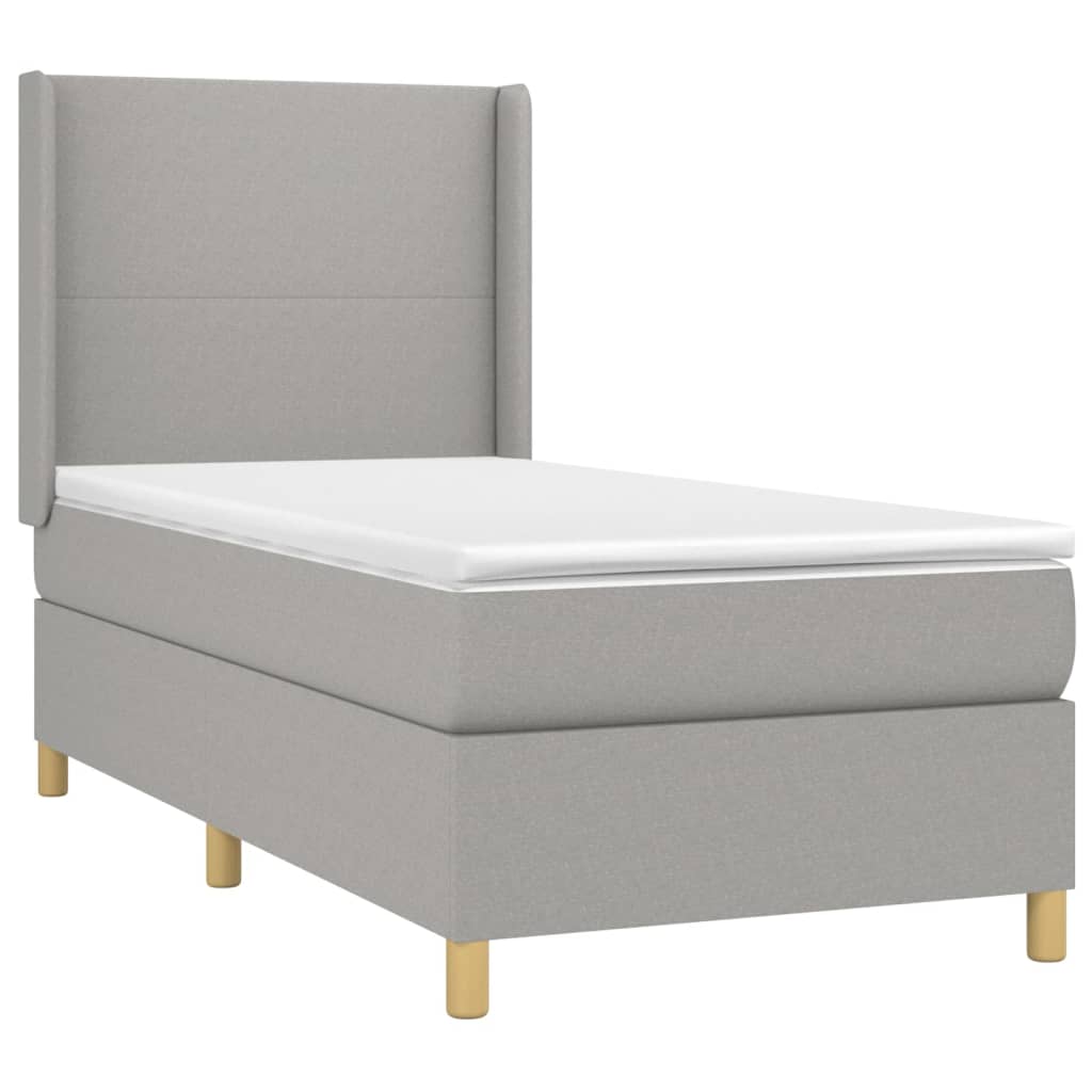 Box spring krevet s madracem svjetlosivi 90x190 cm od tkanine