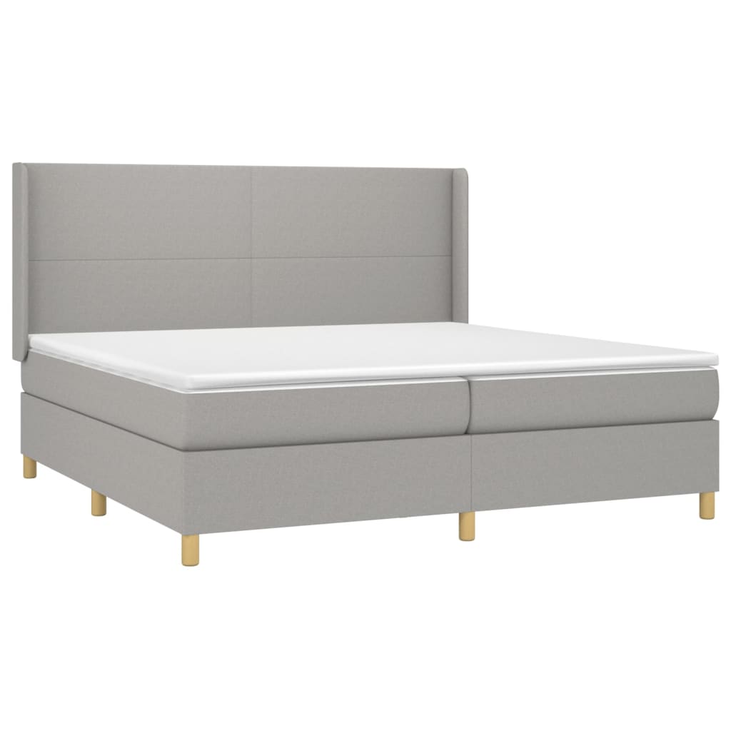 Krevet s oprugama i madracem svjetlosivi 200 x 200cm od tkanine