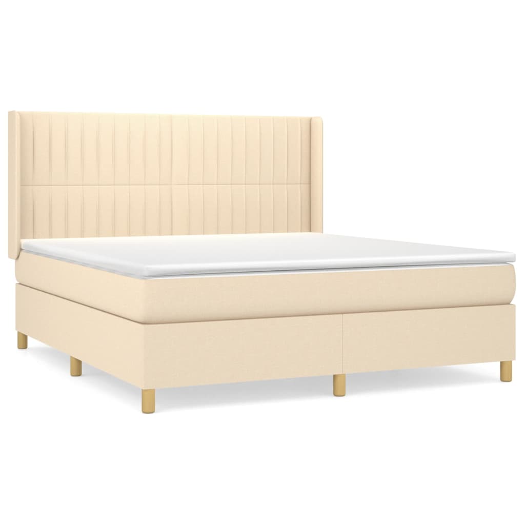 Krevet s oprugama i madracem krem 160x200 cm od tkanine