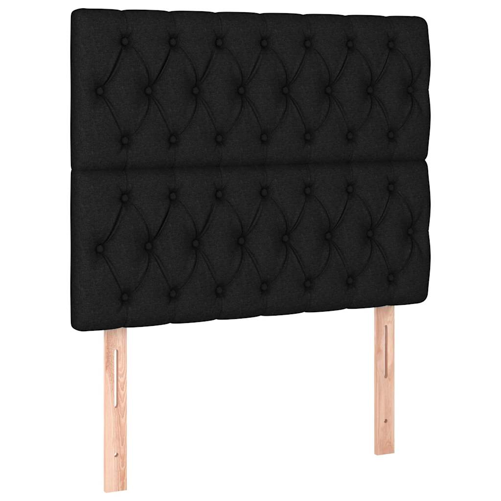 Krevet s oprugama i madracem crni 100 x 200 cm od tkanine