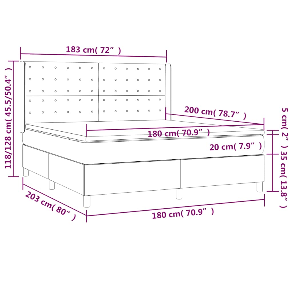 Krevet s oprugama i madracem crni 180x200 cm od tkanine