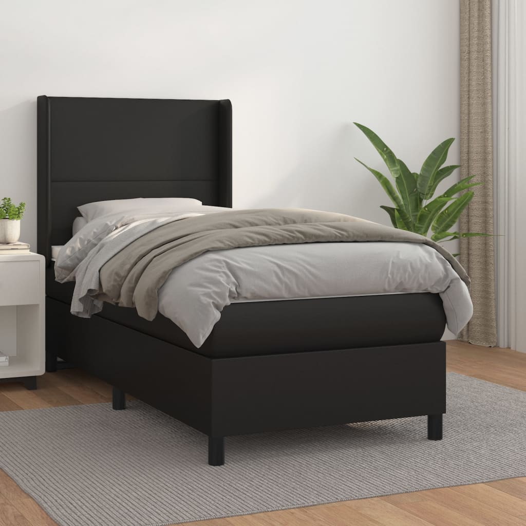 Krevet s oprugama i madracem crni 80 x 200 cm od umjetne kože