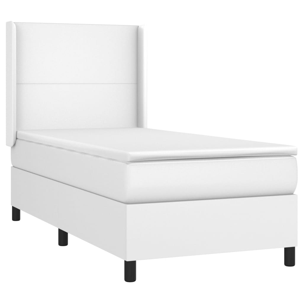 Krevet s oprugama i madracem bijeli 90 x 190 cm od umjetne kože