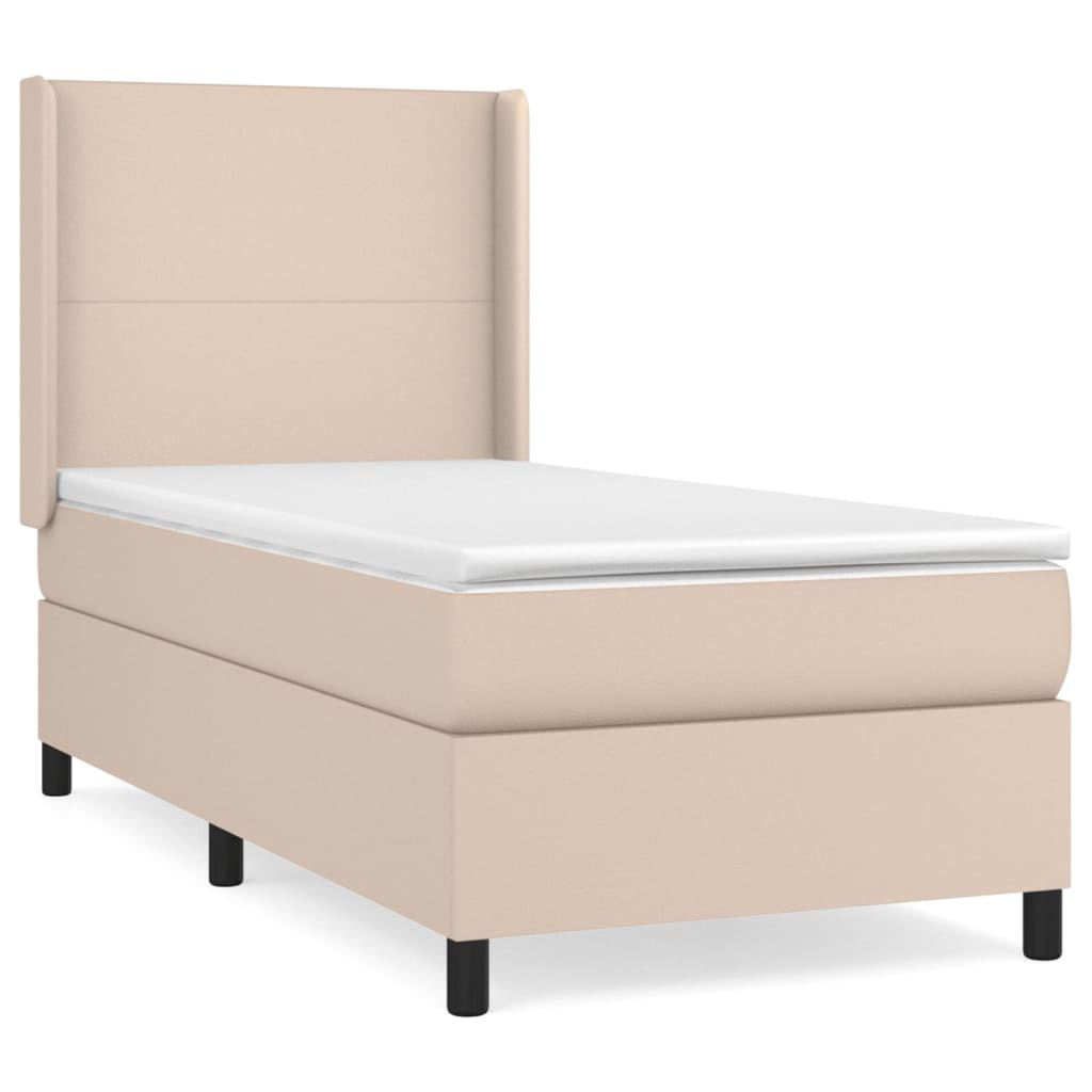 Krevet s oprugama i madrac cappuccino 90x200 cm od umjetne kože