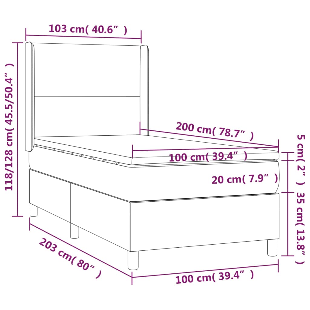 Krevet s oprugama i madracem crni 100x200 cm od umjetne kože