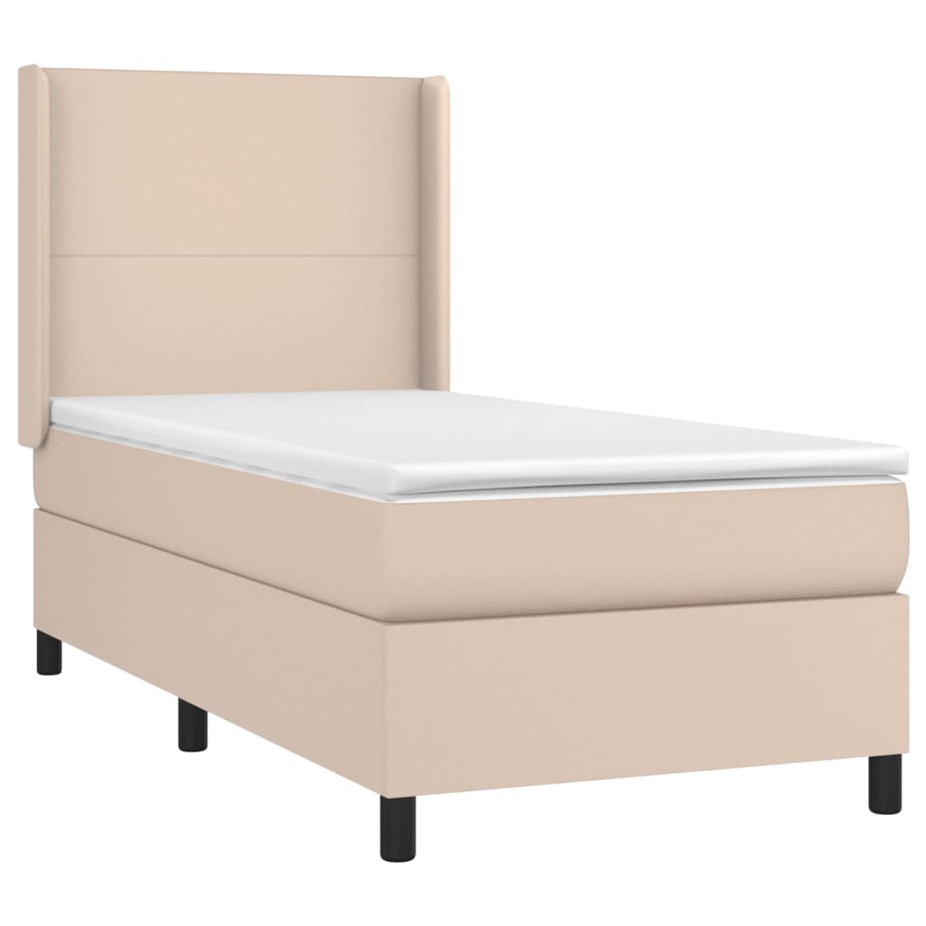 Krevet s oprugama i madrac cappuccino 100x200cm od umjetne kože