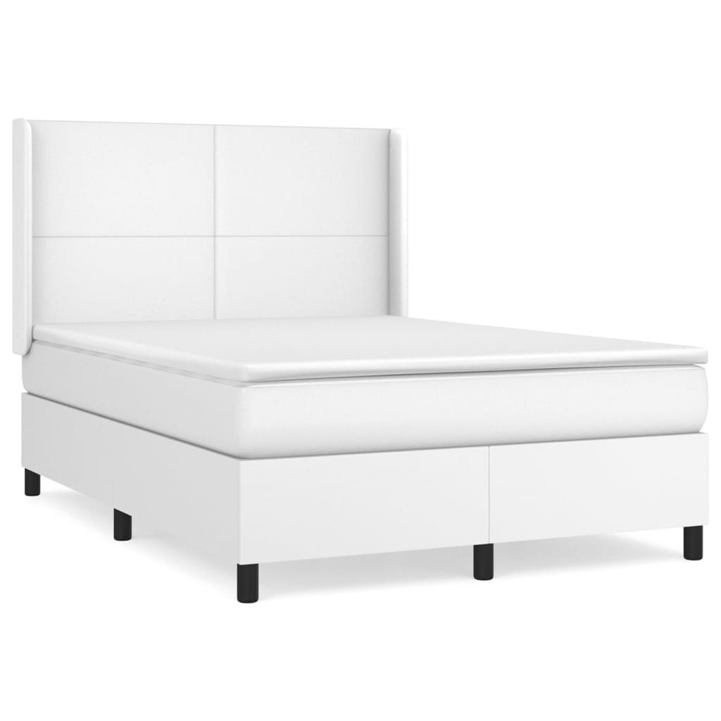 Krevet s oprugama i madracem bijeli 140x190 cm od umjetne kože