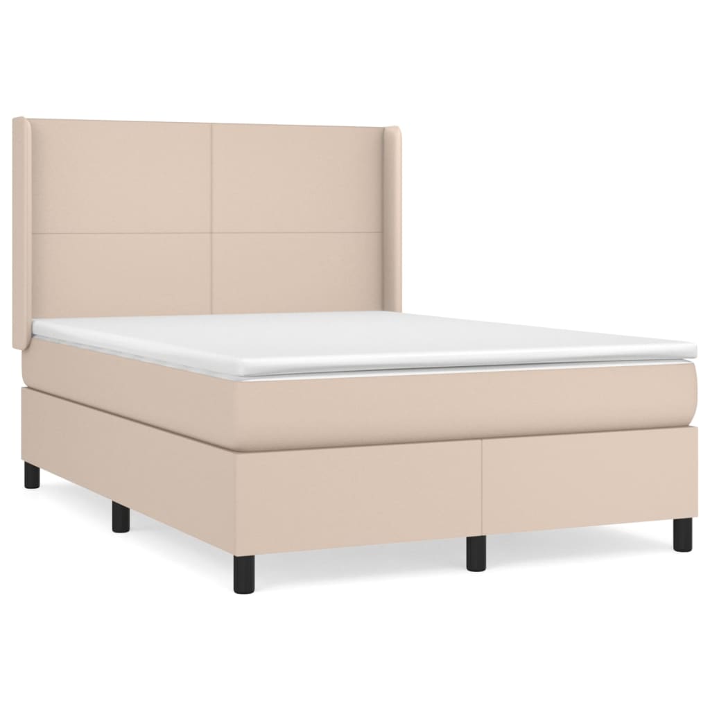 Krevet s oprugama i madrac cappuccino 140x190cm od umjetne kože