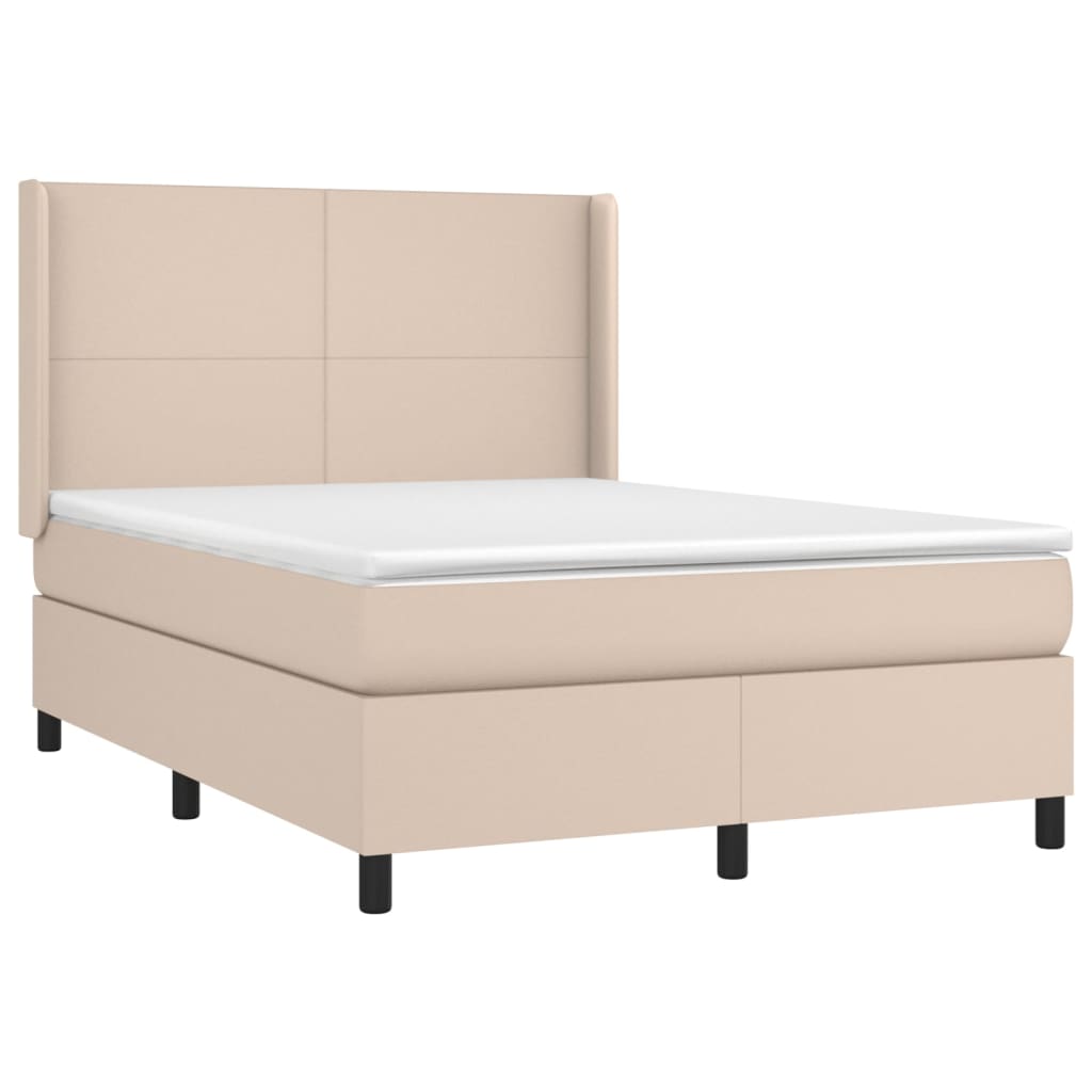 Krevet s oprugama i madrac cappuccino 140x190cm od umjetne kože