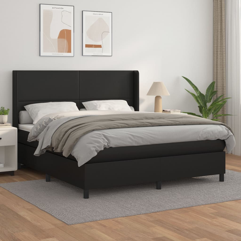 Krevet s oprugama i madracem crni 180 x 200 cm od umjetne kože