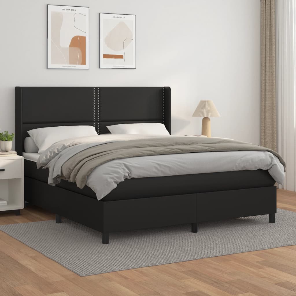 Krevet s oprugama i madracem crni 180 x 200 cm od umjetne kože