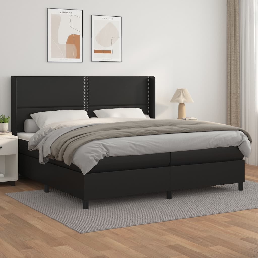 Krevet s oprugama i madracem crni 200x200 cm od umjetne kože