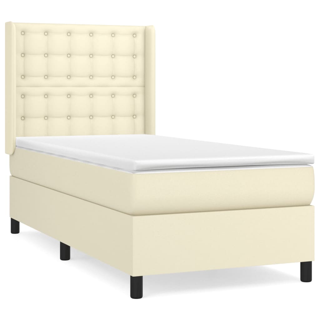 Krevet s oprugama i madracem krem 80 x 200 cm od umjetne kože