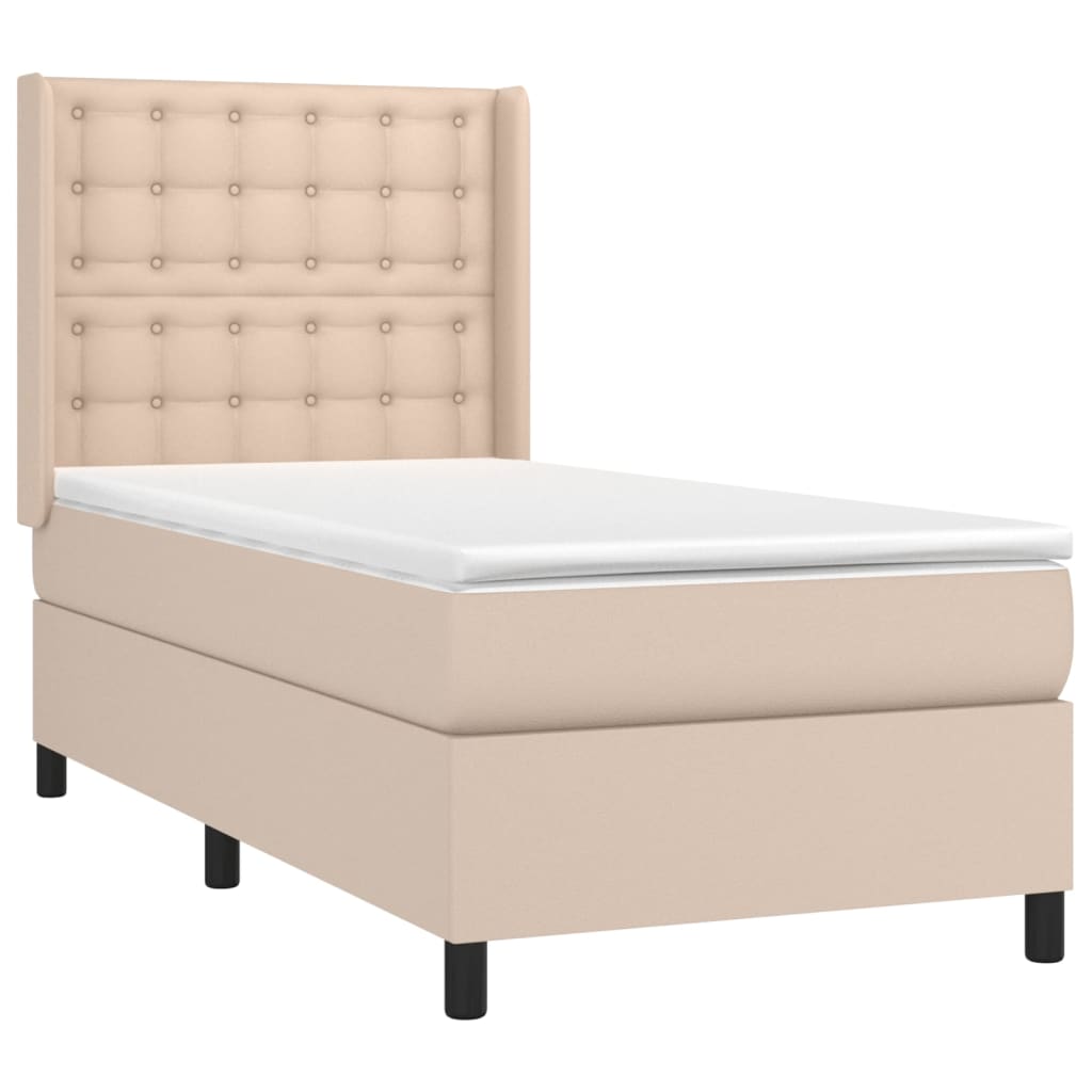 Krevet s oprugama i madrac cappuccino 80x200 cm od umjetne kože