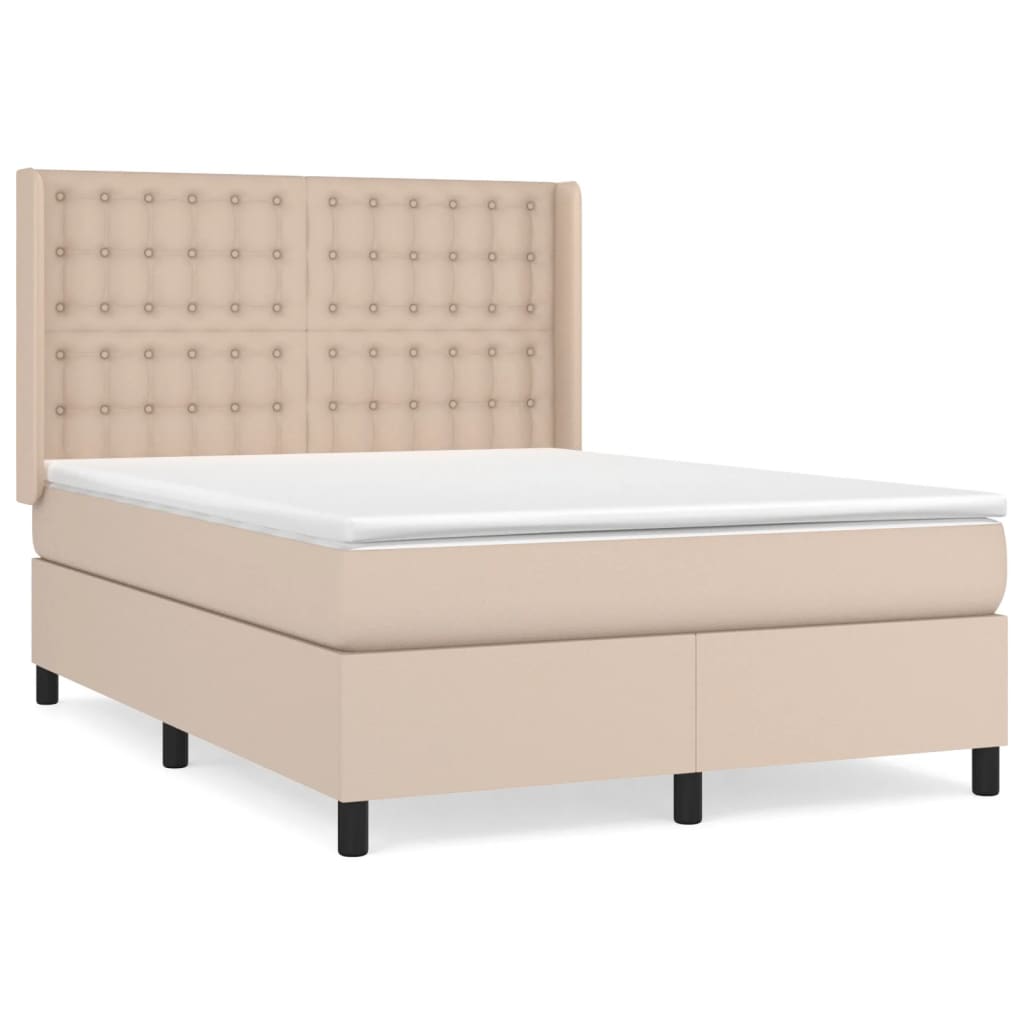 Krevet s oprugama i madrac cappuccino 140x190cm od umjetne kože