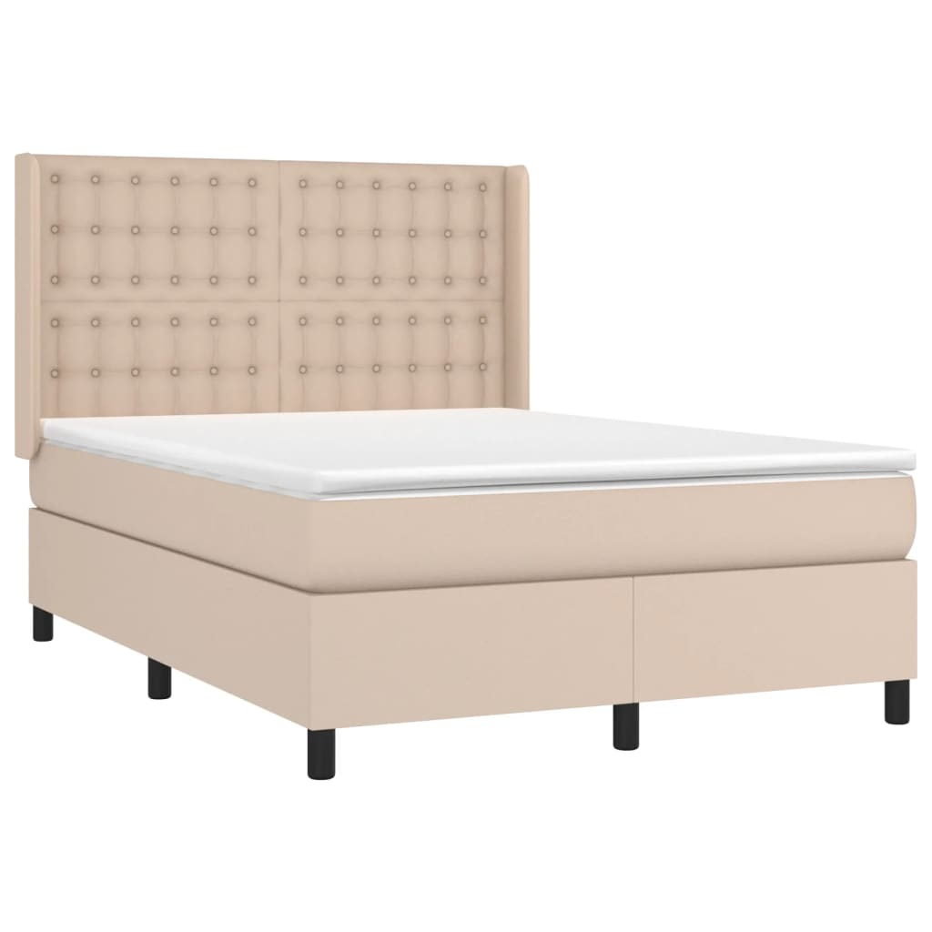 Krevet s oprugama i madrac cappuccino 140x190cm od umjetne kože
