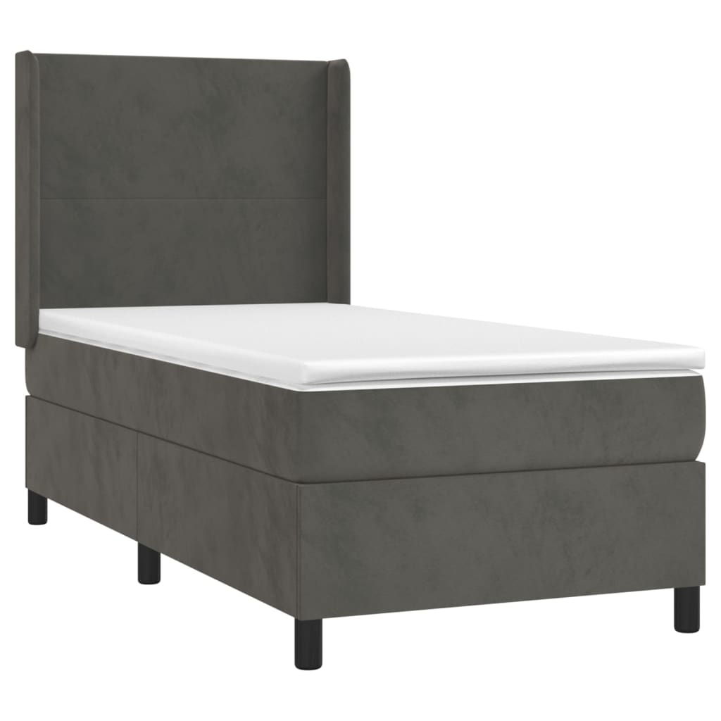 Box spring krevet s madracem tamnosivi 80 x 200 cm baršunasti