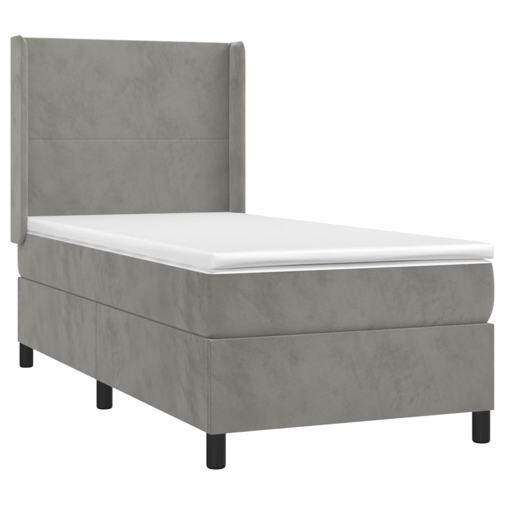 Box spring krevet s madracem svjetlosivi 100x200 cm baršunasti
