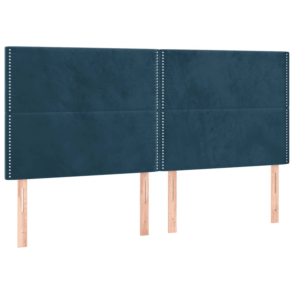Krevet s oprugama i madracem tamnoplavi 160x200 cm baršunasti
