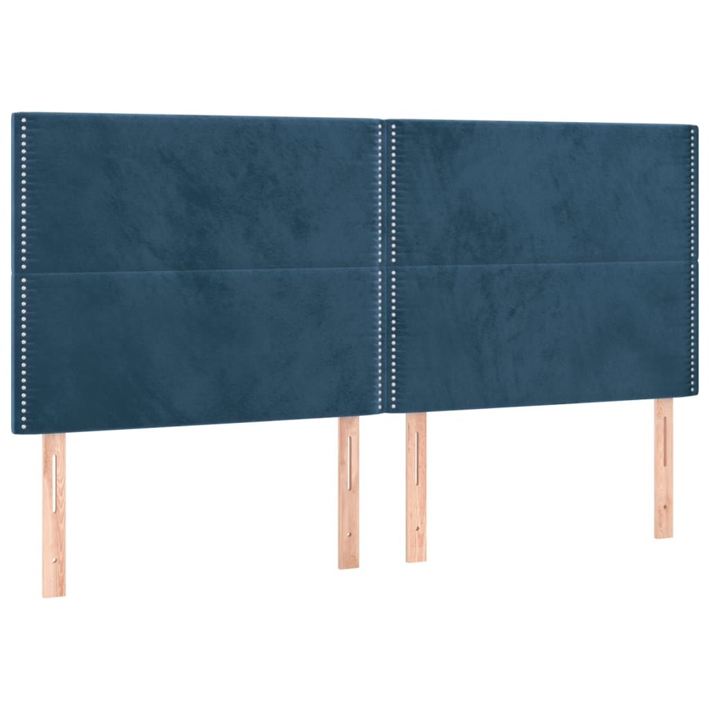 Krevet s oprugama i madracem tamnoplavi 200x200 cm baršunasti