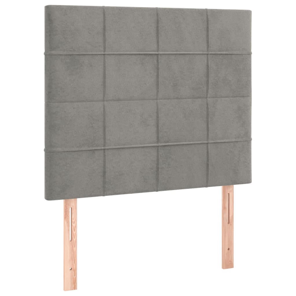Box spring krevet s madracem svjetlosivi 90x190 cm baršunasti