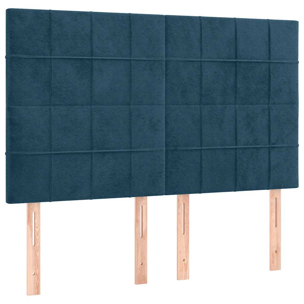 Krevet s oprugama i madracem tamnoplavi 140x200 cm baršunasti
