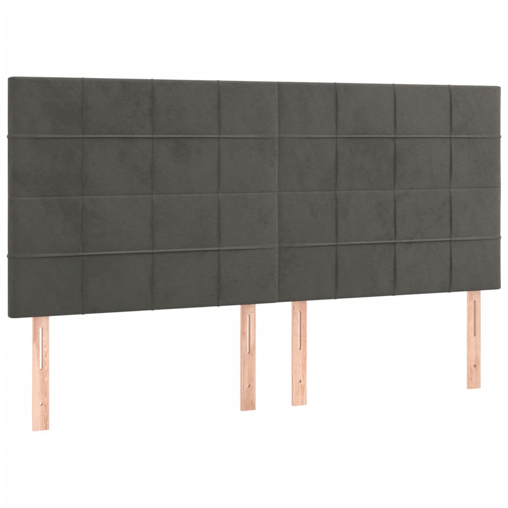 Krevet s oprugama i madracem tamnosivi 200x200 cm baršunasti