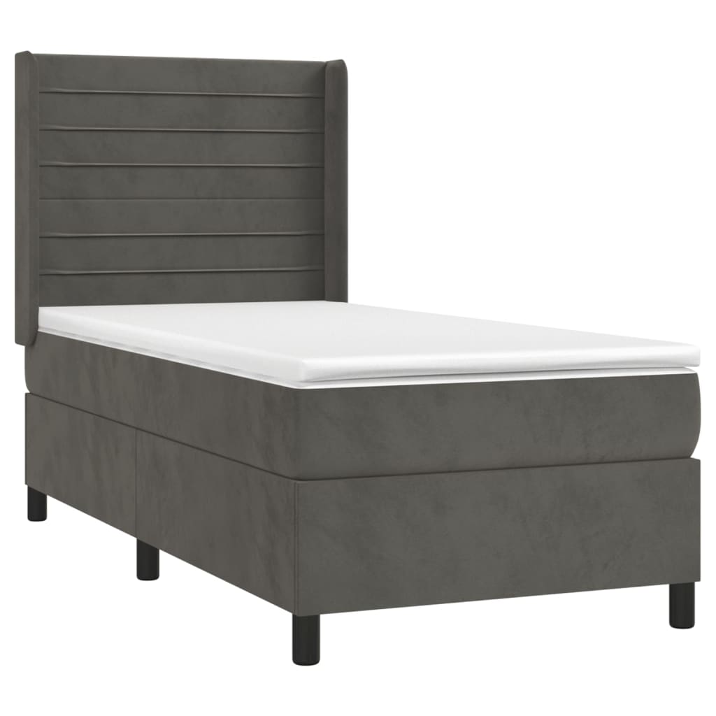 Box spring krevet s madracem tamnosivi 80 x 200 cm baršunasti