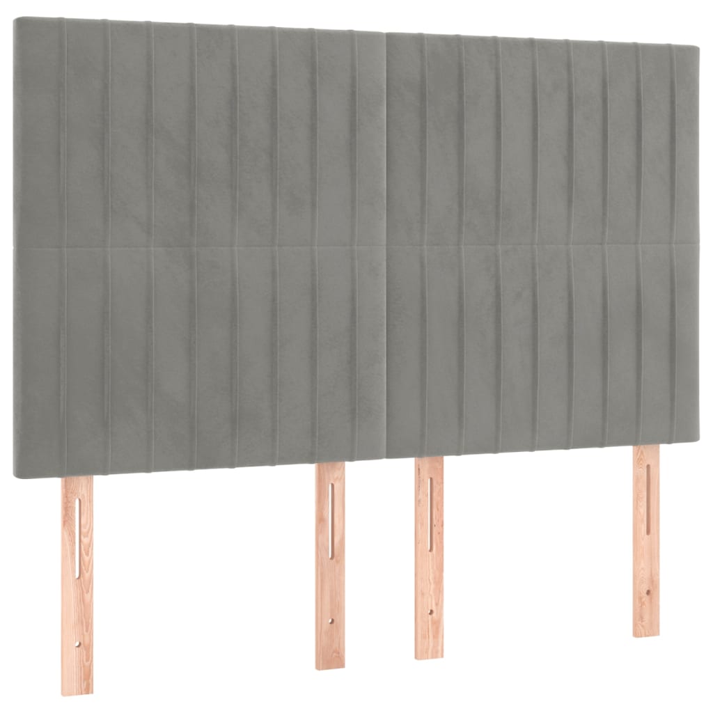 Krevet s oprugama i madracem svjetlosivi 140x200 cm baršunasti