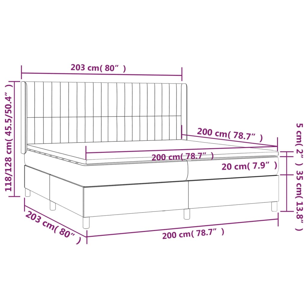 Krevet s oprugama i madracem crni 200x200 cm baršunasti