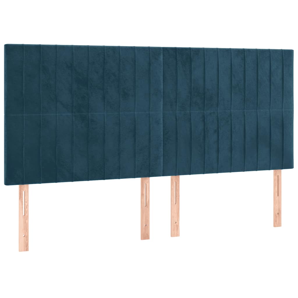 Krevet s oprugama i madracem tamnoplavi 200x200 cm baršunasti