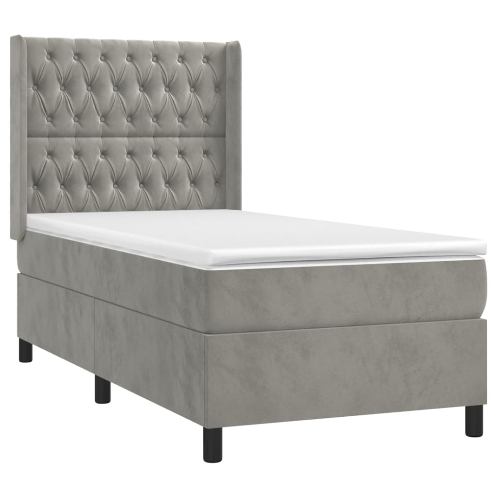 Box spring krevet s madracem svjetlosivi 80 x 200 cm baršunasti