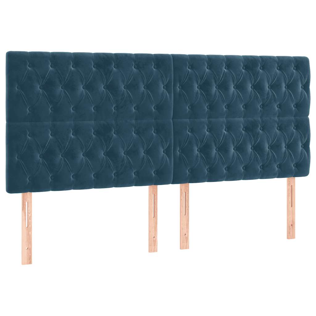 Krevet s oprugama i madracem tamnoplavi 200x200 cm baršunasti