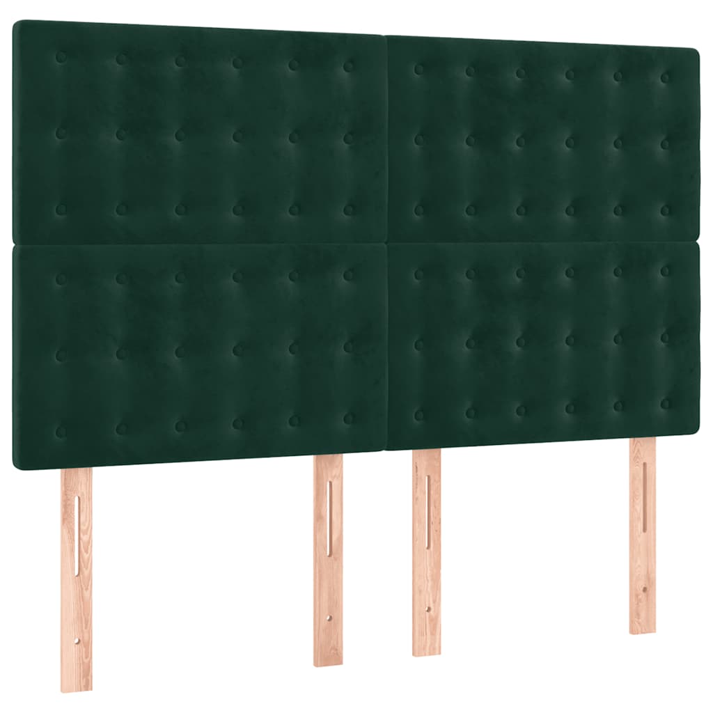 Krevet s oprugama i madracem tamnozeleni 140x190 cm baršunasti