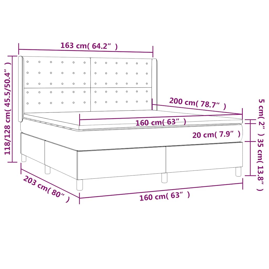 Krevet s oprugama i madracem tamnoplavi 160x200 cm baršunasti