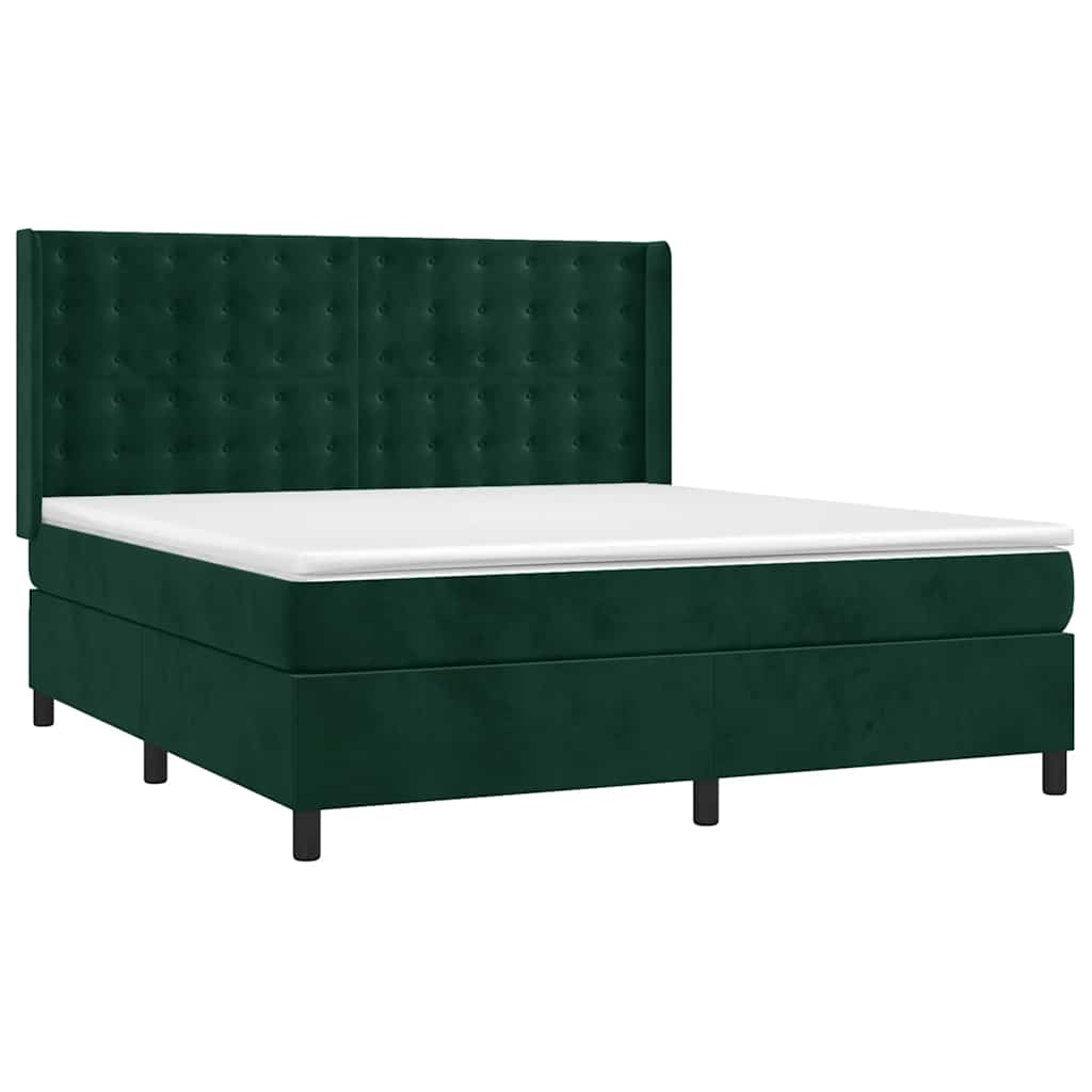 Krevet s oprugama i madracem tamnozeleni 180x200 cm baršunasti
