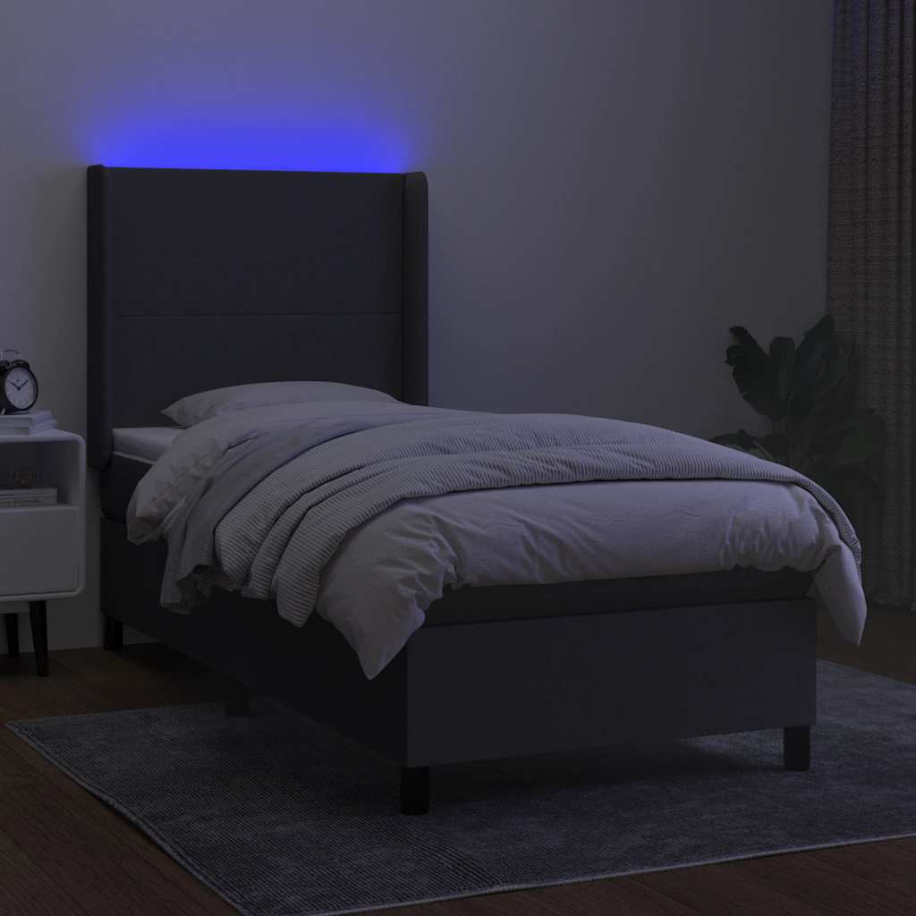 Krevet box spring s madracem LED tamnosivi 80 x 200 cm tkanina