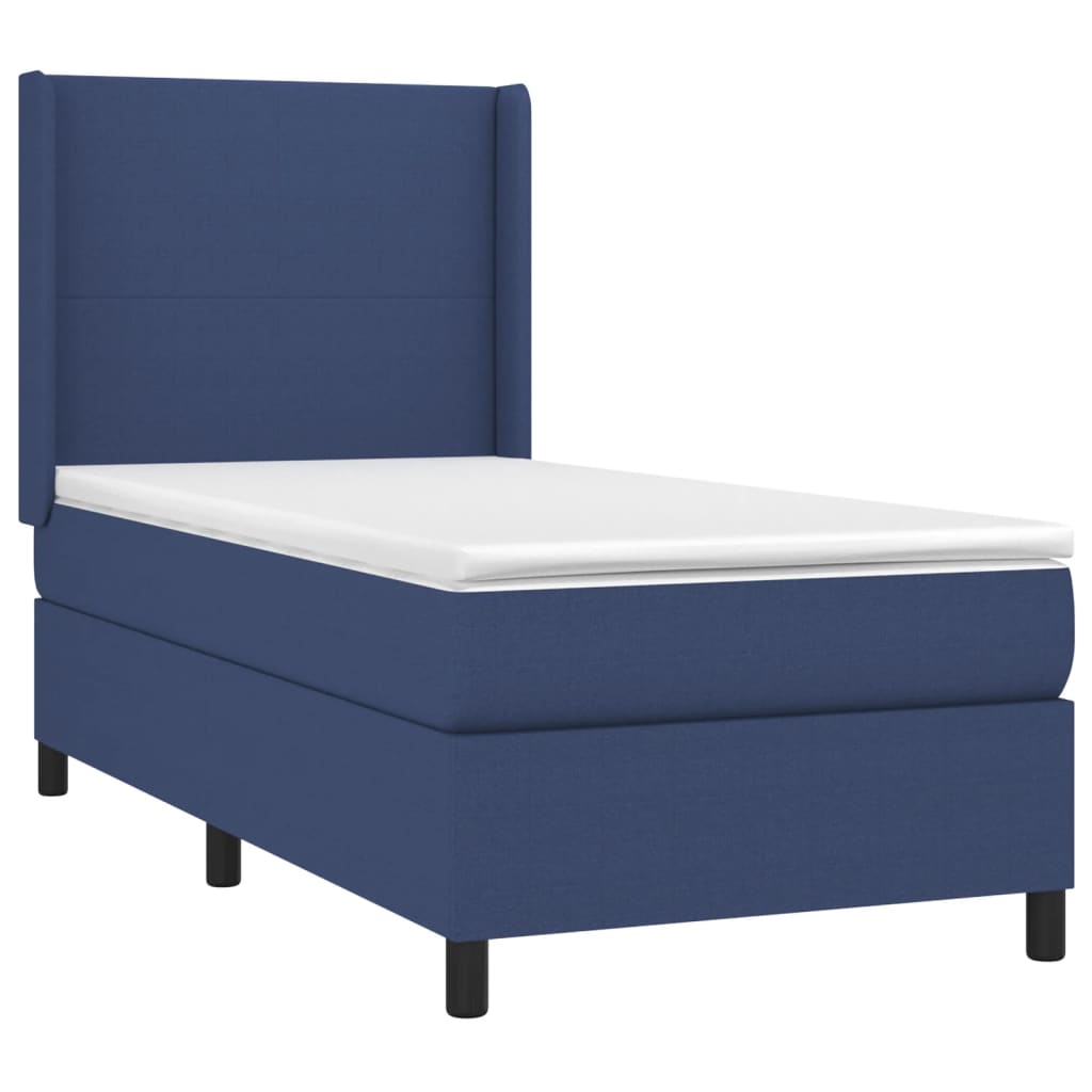 Krevet box spring s madracem LED plavi 90x200 cm od tkanine