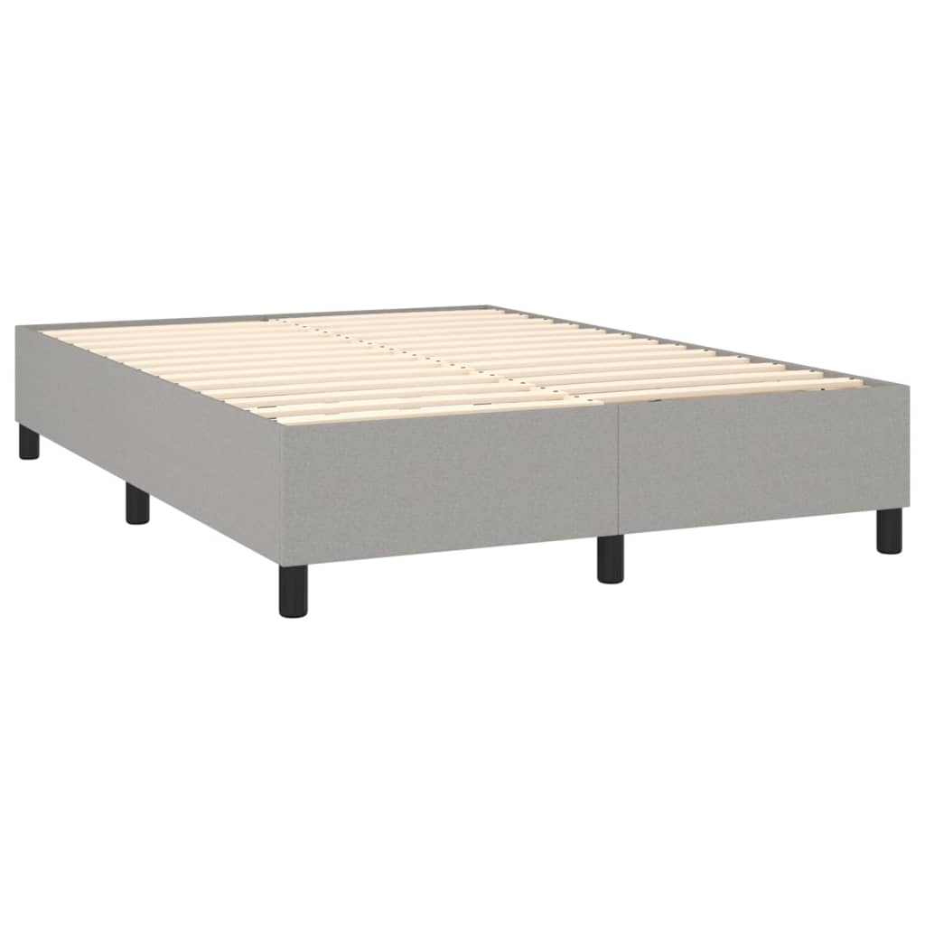 Krevet box spring s madracem LED svjetlosivi 140x190 cm tkanine