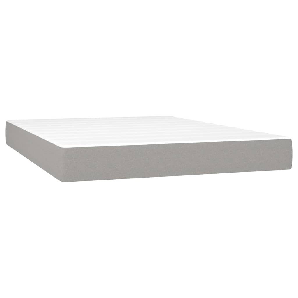 Krevet box spring s madracem LED svjetlosivi 140x190 cm tkanine