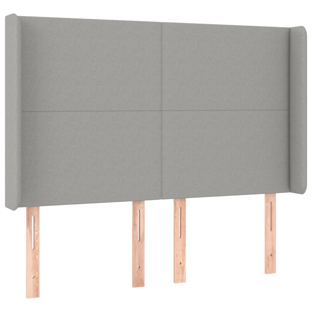 Krevet box spring s madracem LED svjetlosivi 140x190 cm tkanine