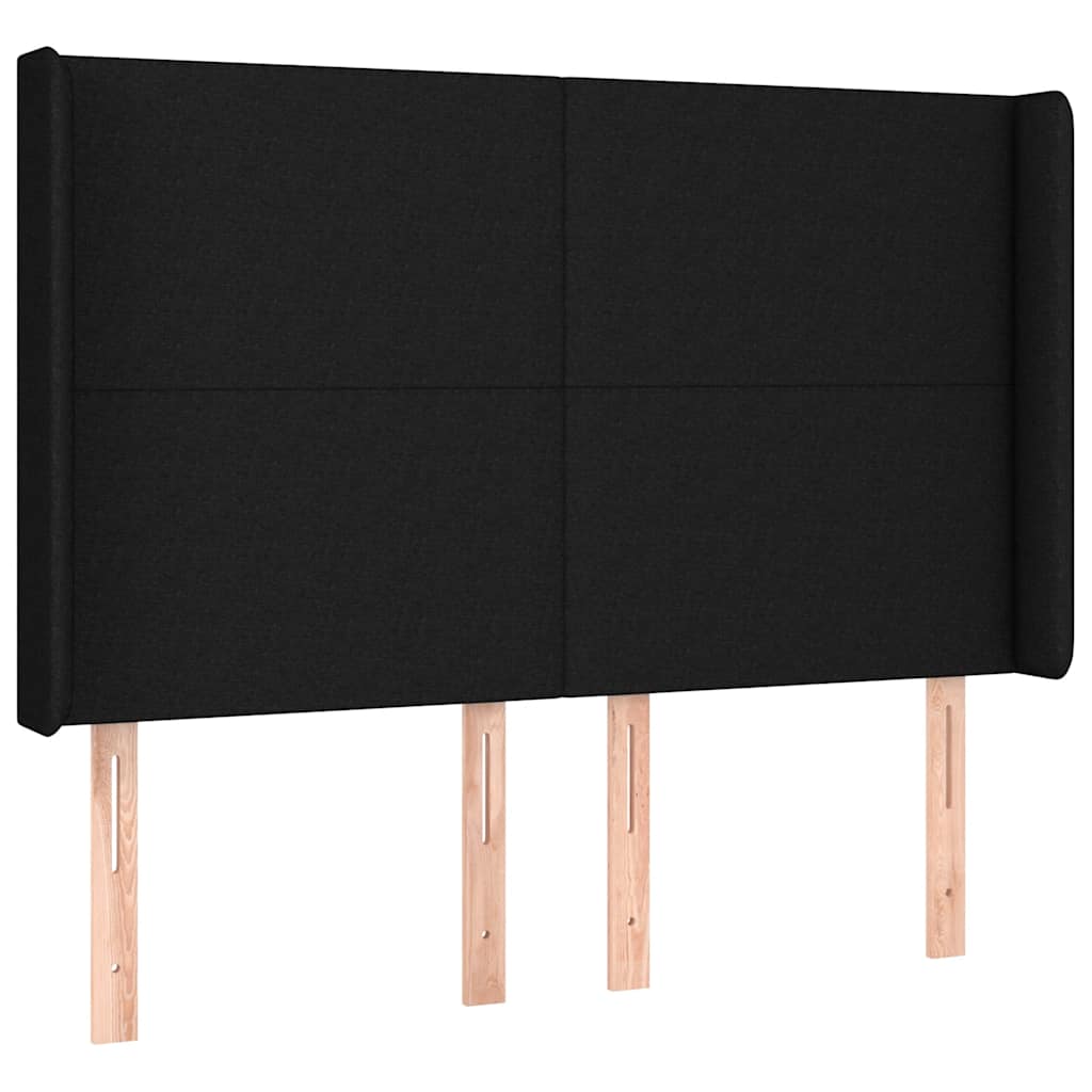 Krevet box spring s madracem LED crni 140x200 cm od tkanine