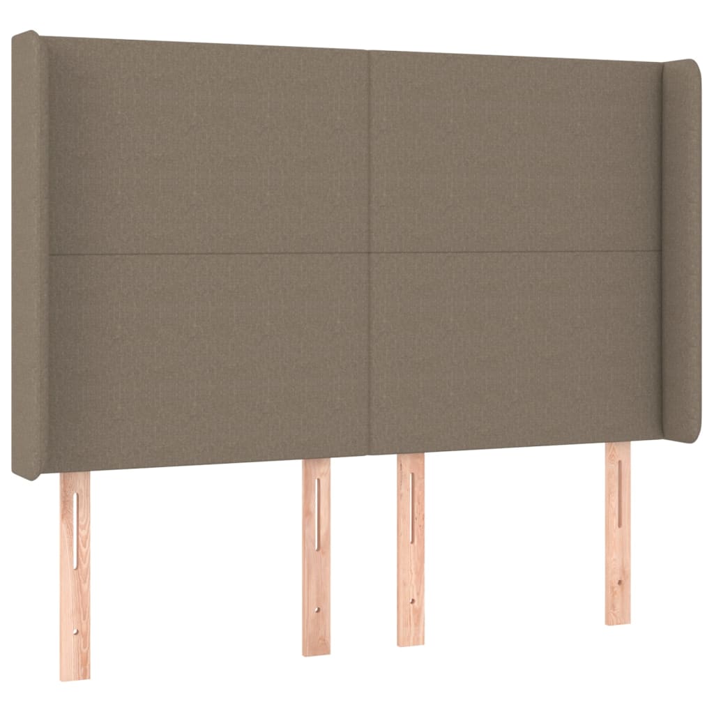 Krevet box spring s madracem LED smeđesivi 140x200 cm tkanina